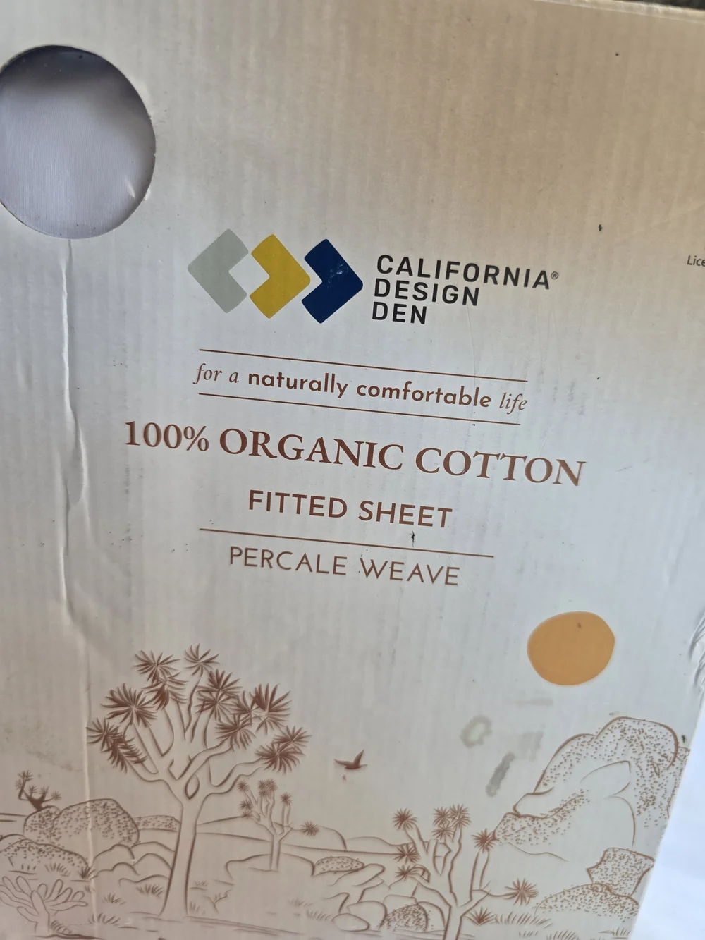 New Organic Cotton King Size Fitted Sheet California Design Den Percale White